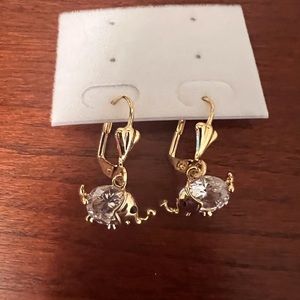 Vintage Barzel Inc Elephant Crystal Drop Earrings NWOT